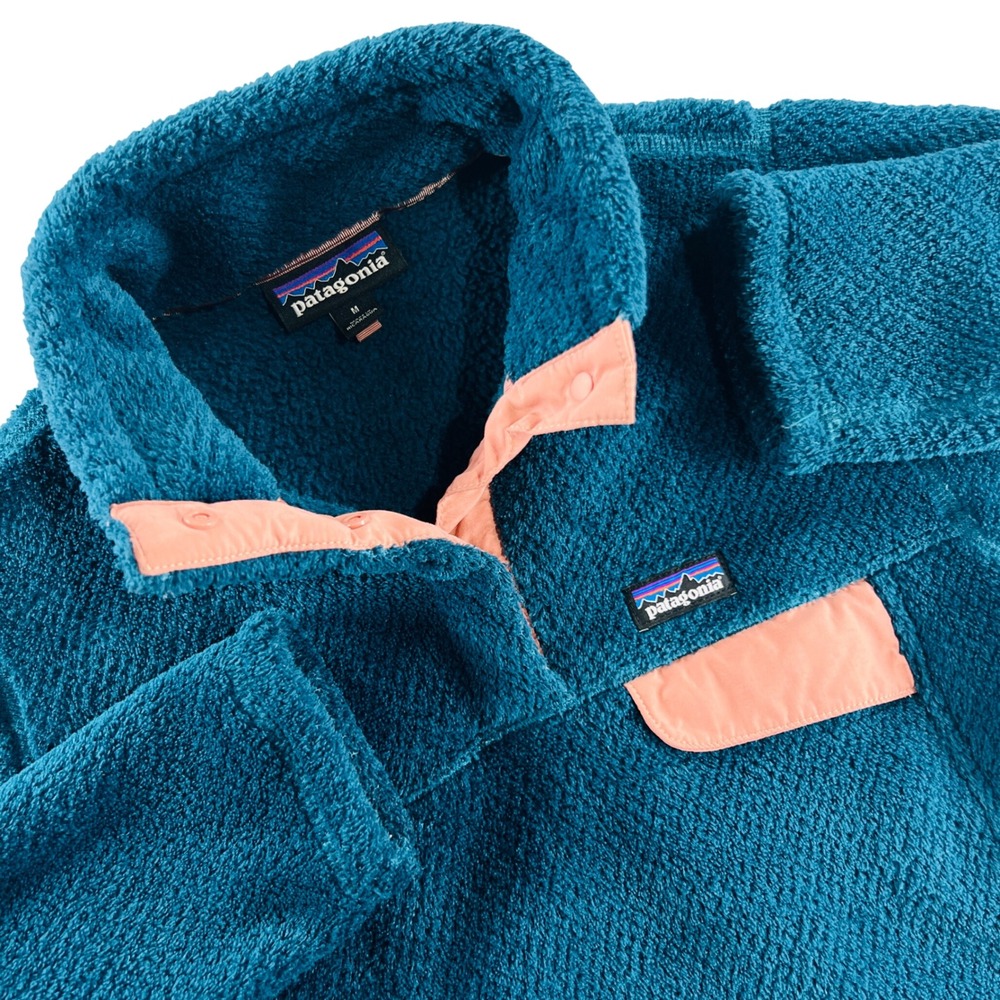 Patagonia Re-Tool Snap-T Fleece Pullover Kids M Teal Blue Pink 65586 SP21